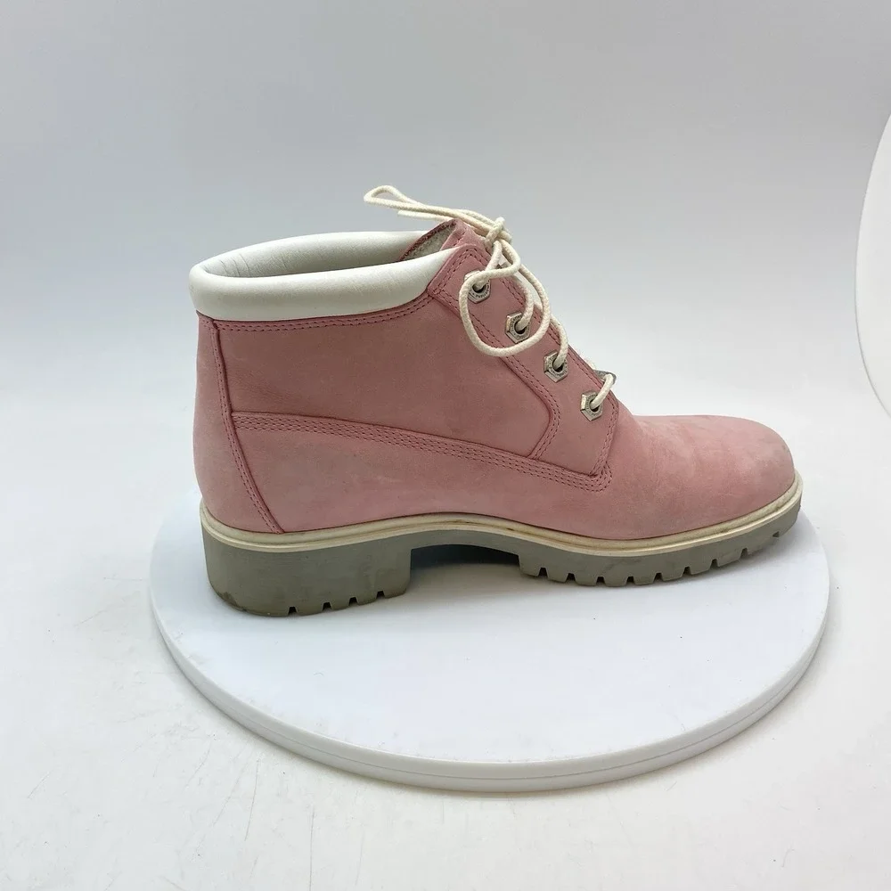 Timberland Nellie Chukka Boots Womens 7.5 M Nubuck‎ Waterproof Pink Shoes 10460